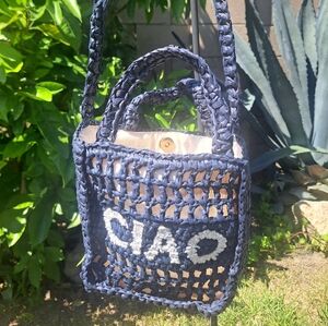 Universal Threads Goods Co. "CIAO " Navy Crochet Tote Handbag